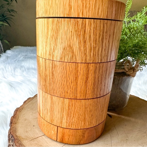 Rachael Ray Wood 3 Tier Stacking Swivel Spice Wooden Salt Box Pepper w/ 2 Spoons - Picture 5 of 7